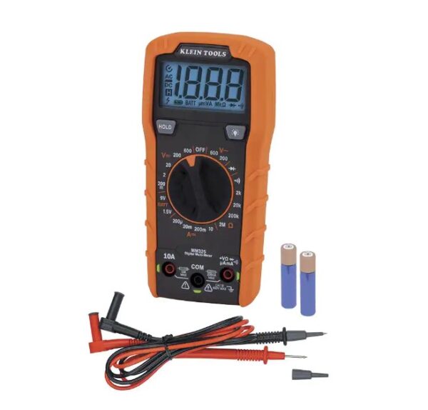 A multimeter with two batteries and wires