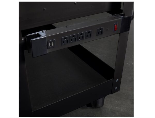 A black oven with an electrical panel on the side.