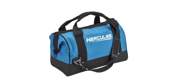 A blue and black bag with hercules logo.