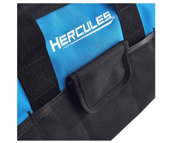 A close up of the hercules logo on a bag