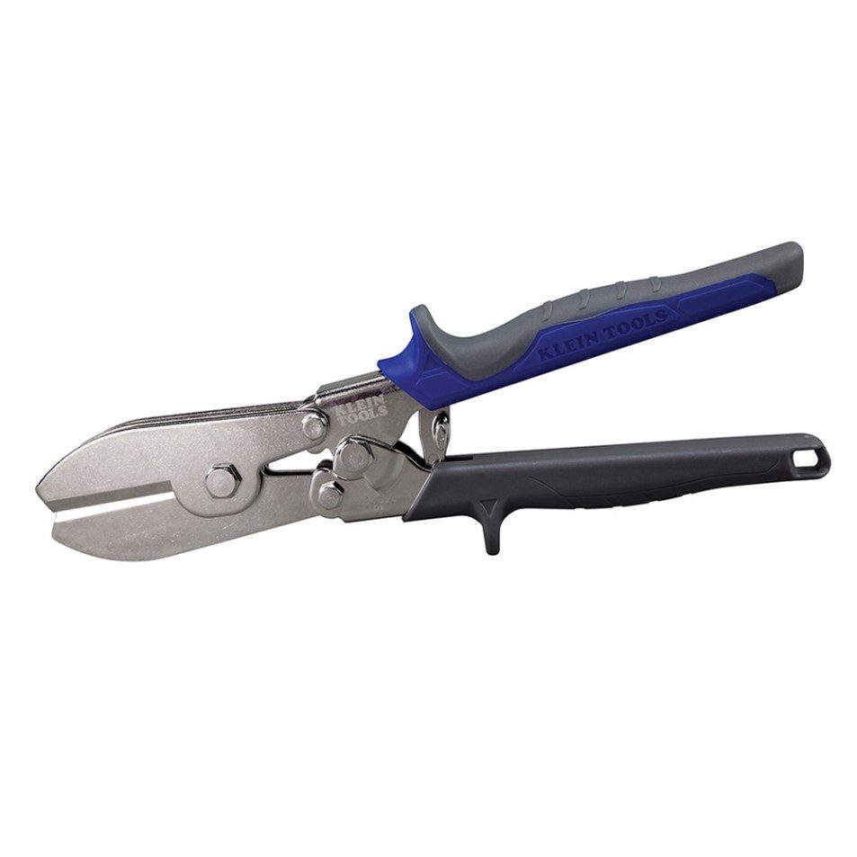 A pair of pliers with handles and a blue handle.