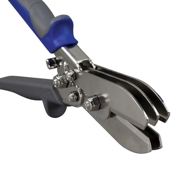 A pair of pliers with blue handles and black handle.